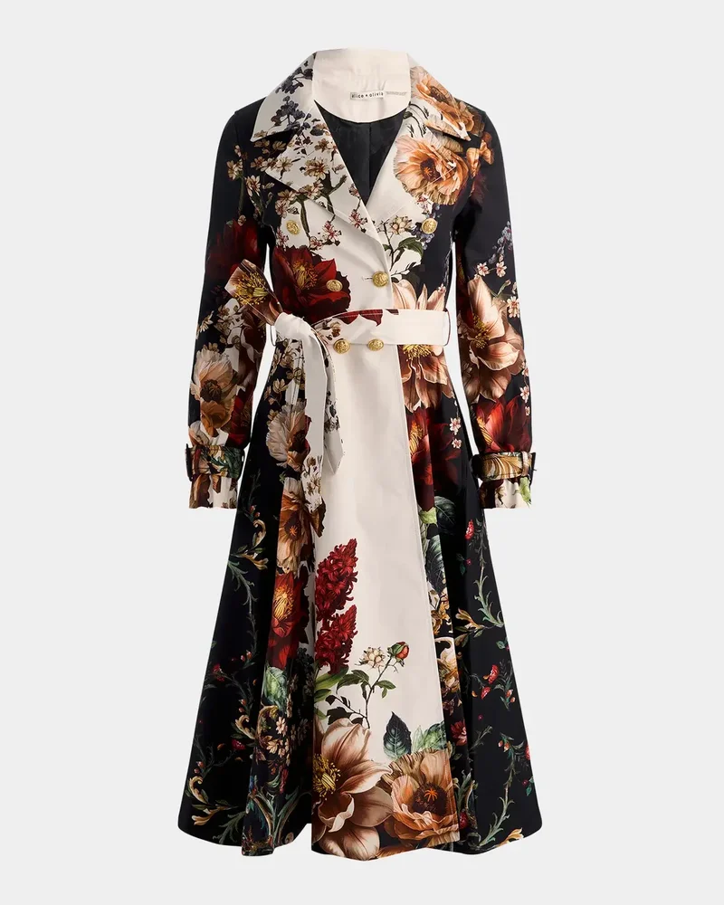 Ellie Belted Godet Trench Coat