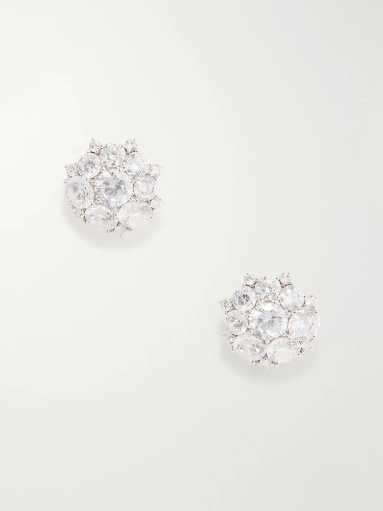 The Many‐Headed Hydra rhodium-plated recycled sterling silver zirconia earrings