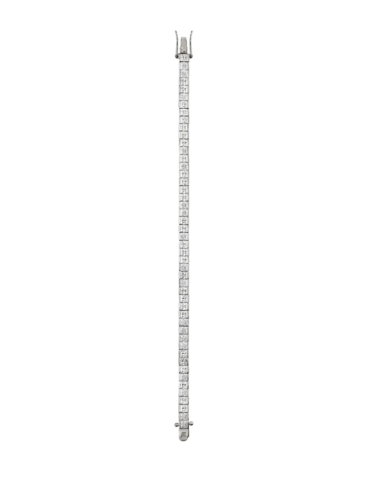 PRINCESS-CUT RIVIÈRE BRACELET IN 3MM MOISSANITE, STERLING SILVER - Sterling Silver / 7 inches