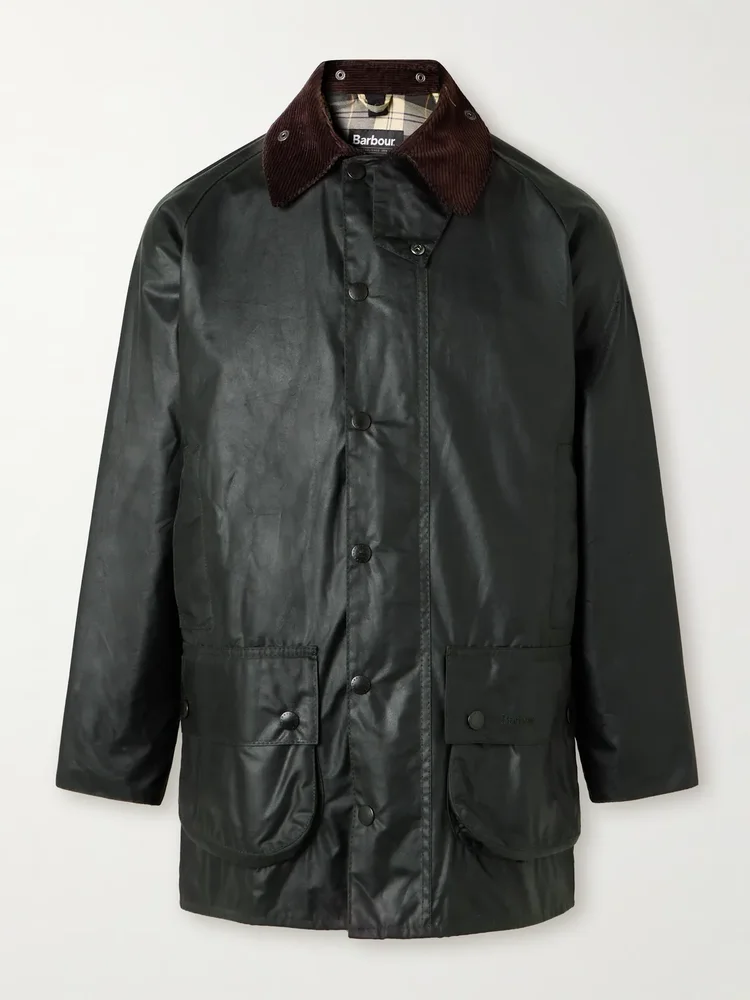 Beaufort Corduroy-Trimmed Waxed-Cotton Jacket