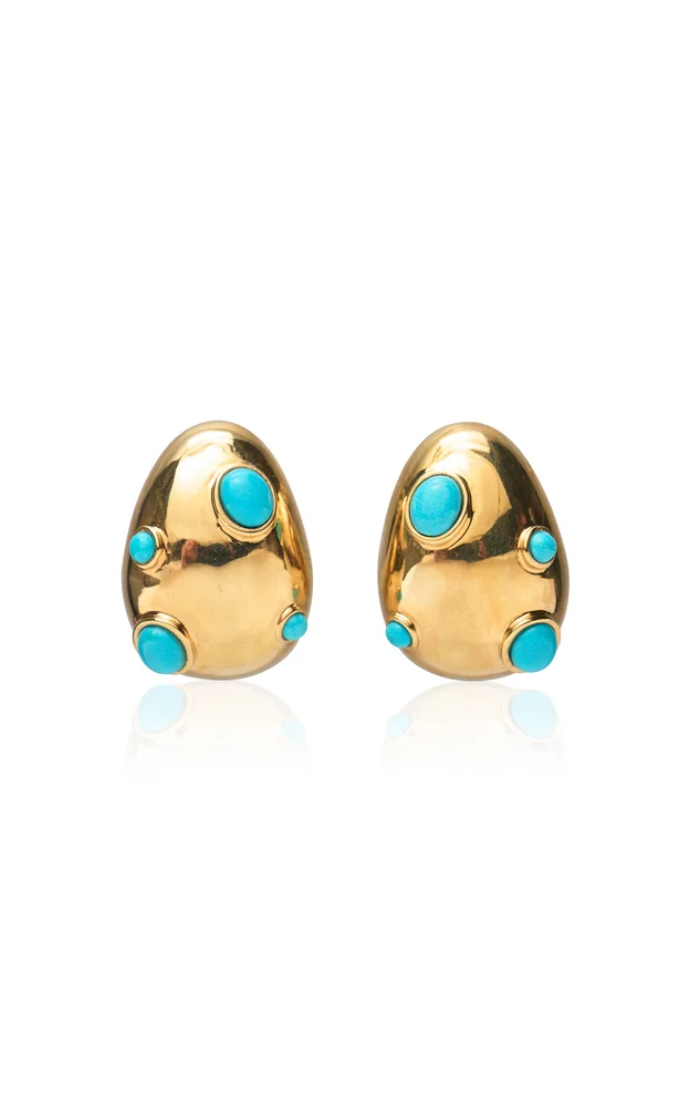 Mini Arp Earrings In Studded Turquoise