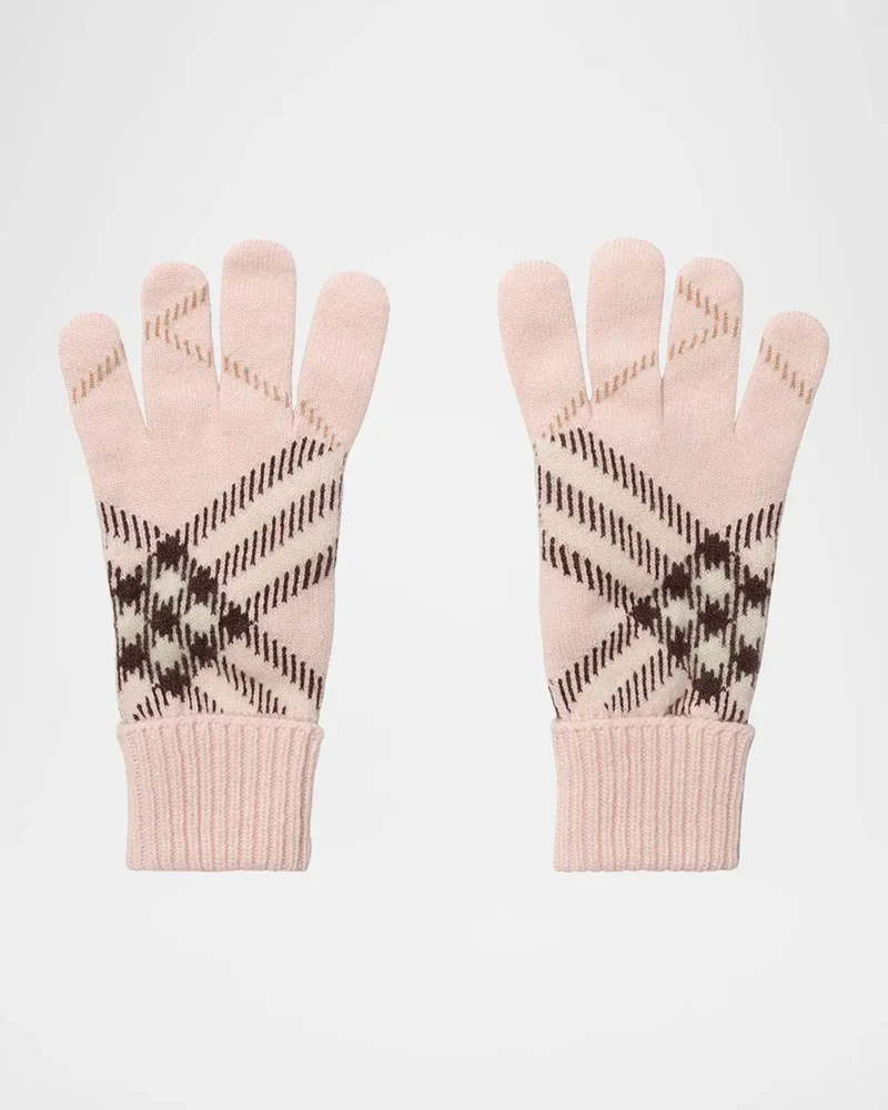 Heritage Check Cashmere-Blend Gloves