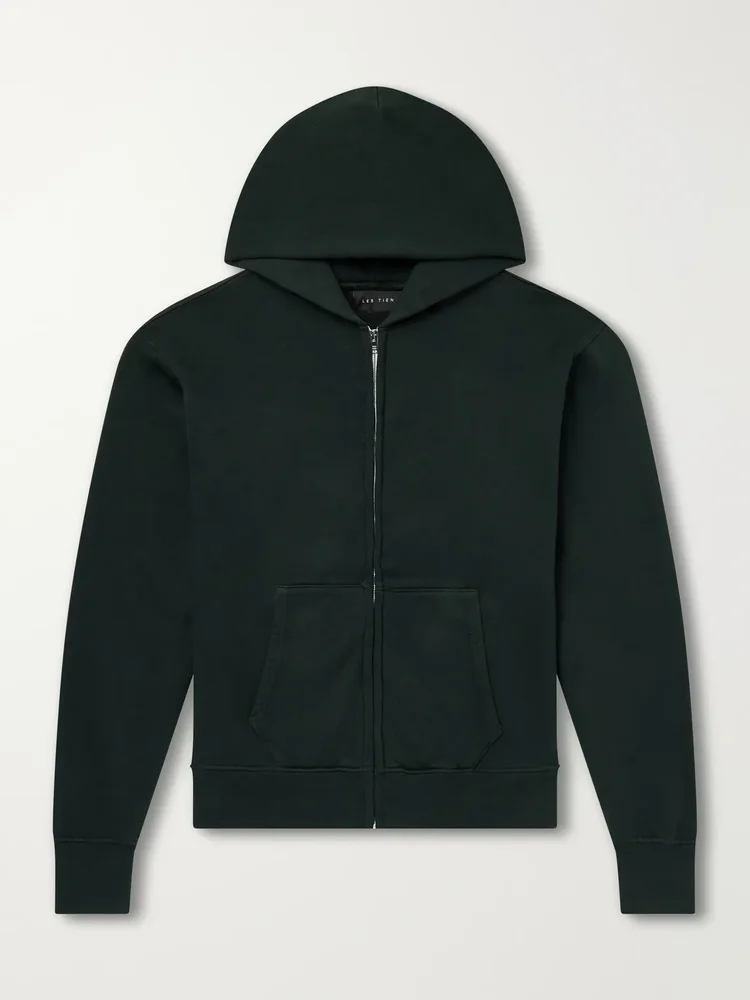 Garment-Dyed Cotton-Jersey Zip-Up Hoodie