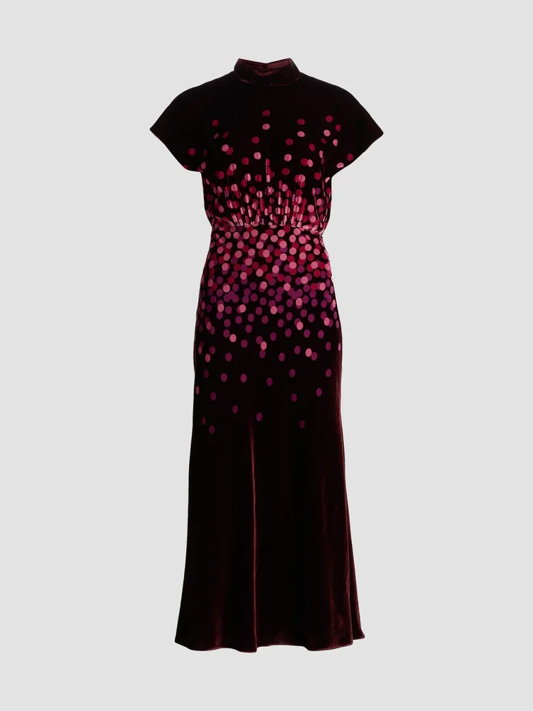 Fabienne Polka Dot Velvet Dress