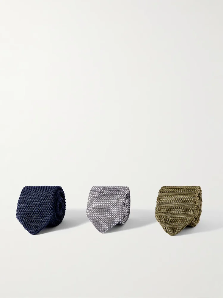 Set of Three 7cm Knitted Silk Ties