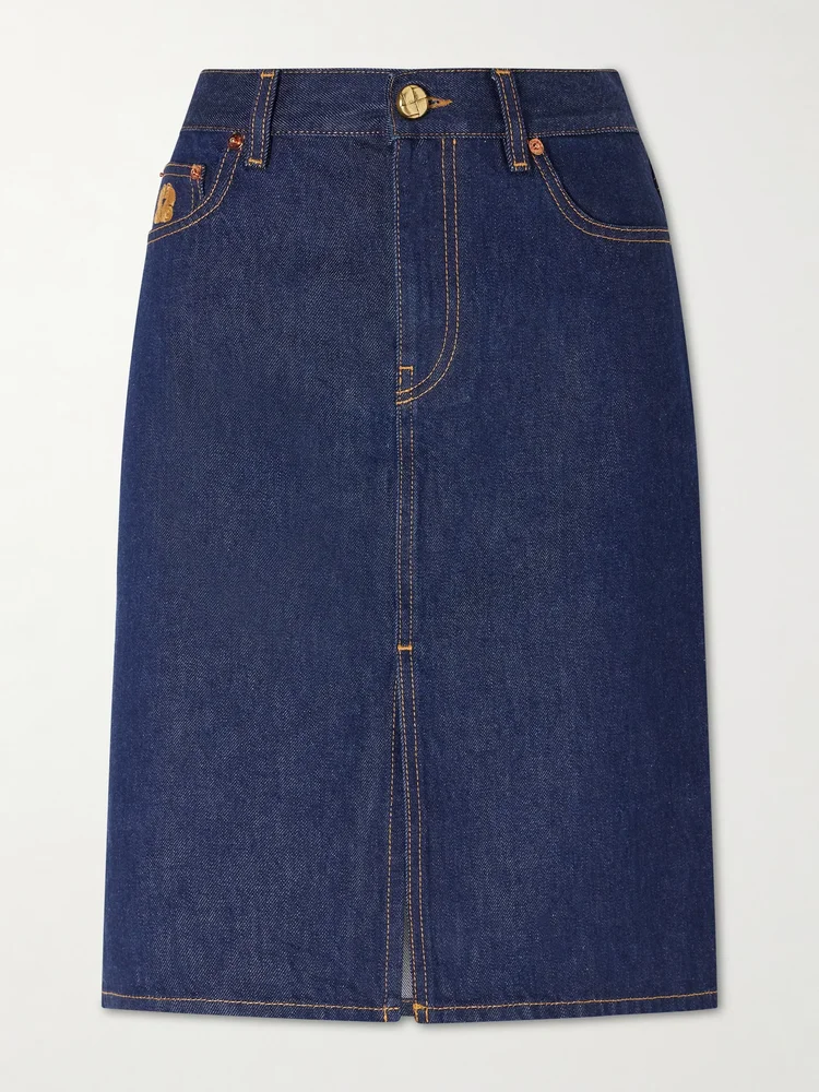 Denim midi skirt