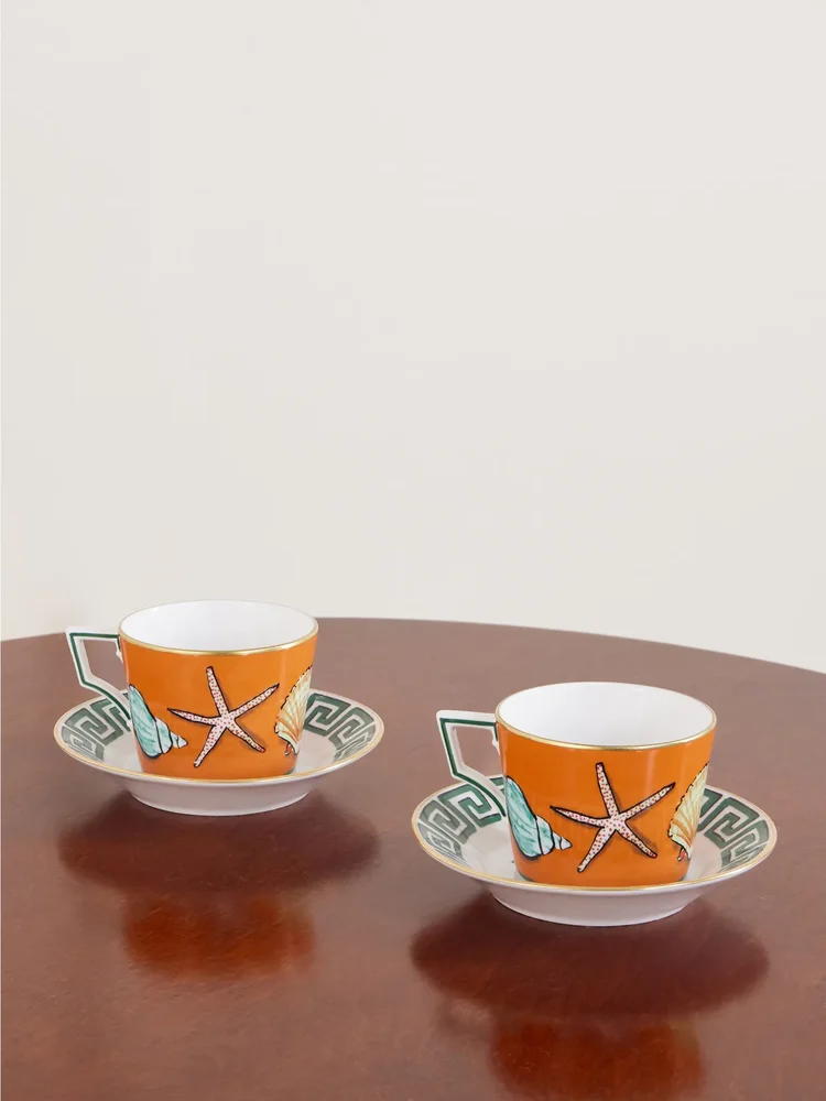 Il Viaggio di Nettuno printed porcelain teacup and saucers
