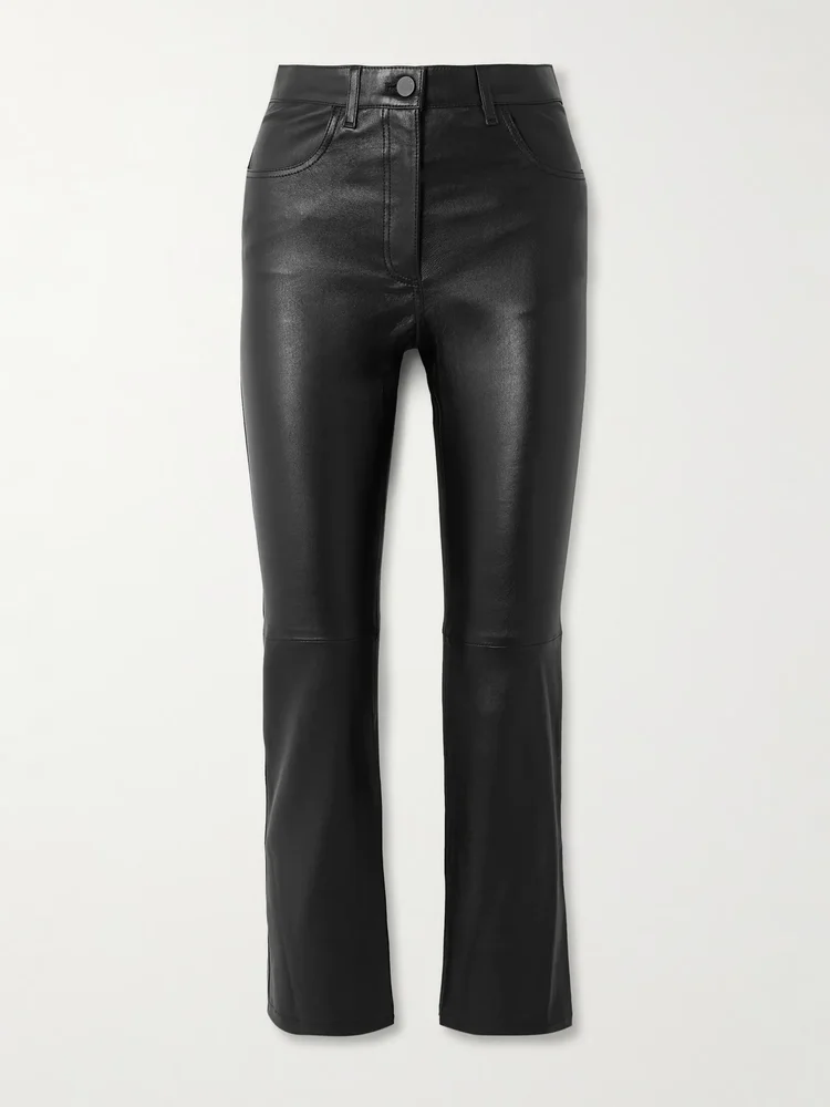 Duke cropped leather flared pants