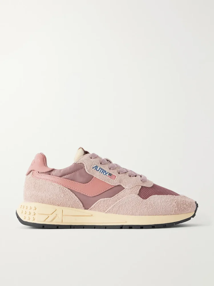 Reelwind Low leather and suede-trimmed mesh and shell sneakers
