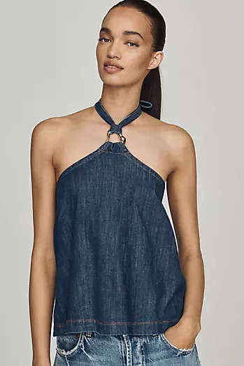 Pilcro Denim Halter Top