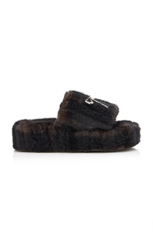 Furry Platform Slippers