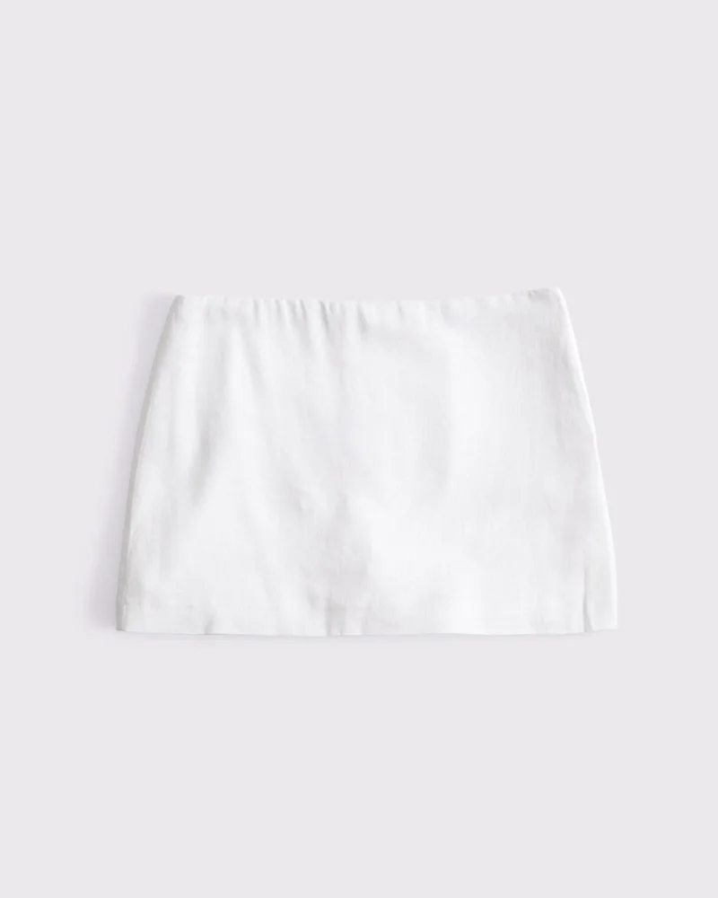 The A&F Scarlett Mid Rise Linen-Blend Mini Skort