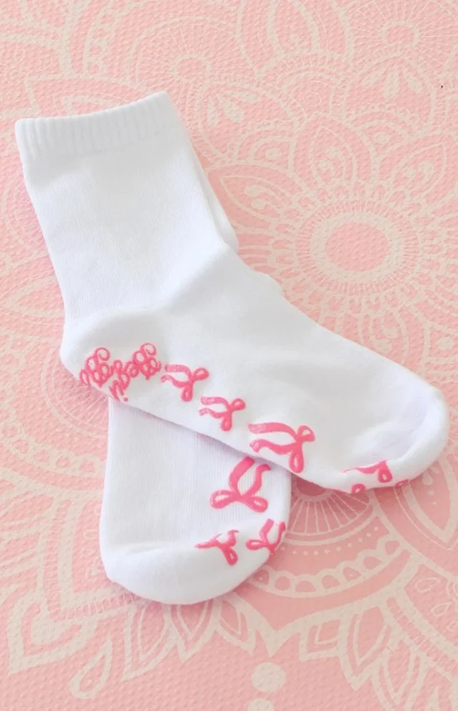 Sunrise Pink Bow Crew Yoga Socks