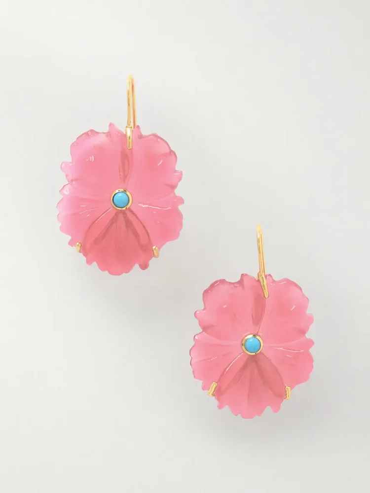 New Bloom gold-plated, glass and turquoise earrings