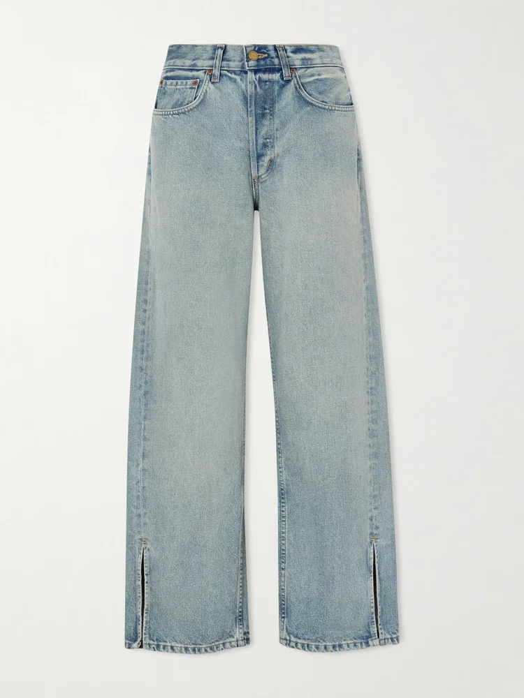 Charlot Split Hem relaxed mid-rise straight-leg jeans