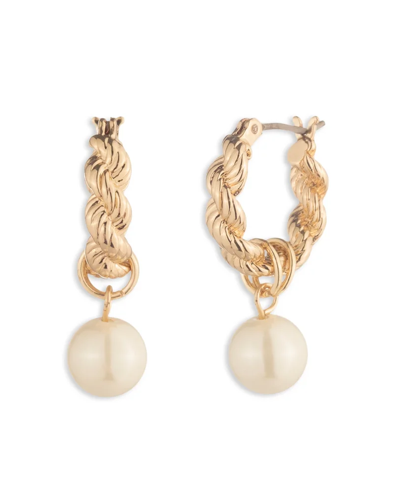 Imitation Pearl Huggie Hoop Earrings