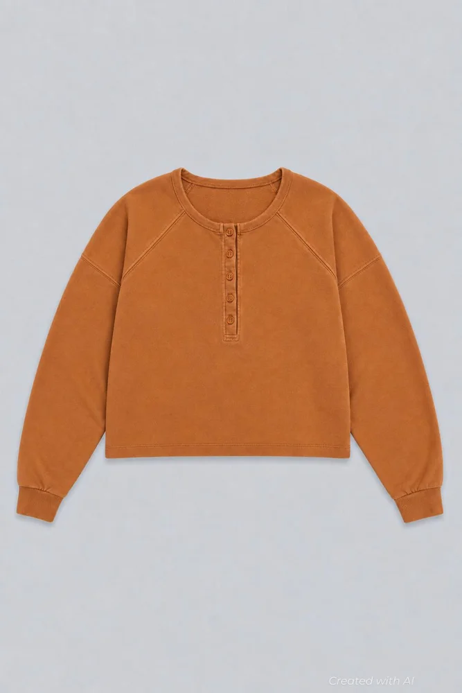 Henley Sweatshirt - Camel