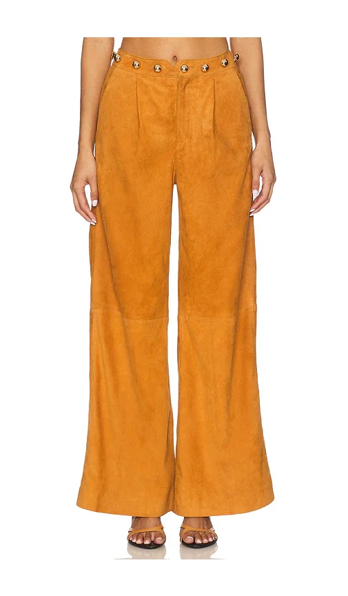 Dome Studded Wide Leg Understated Leather
