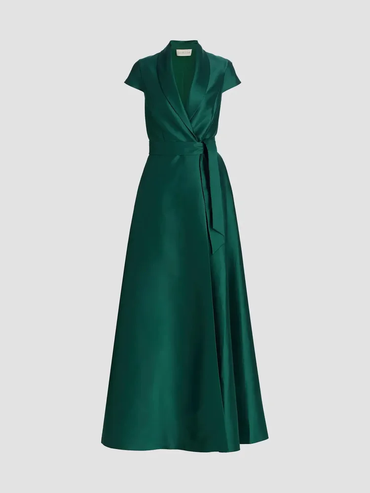 Etienne Shawl Collar Wrap Gown