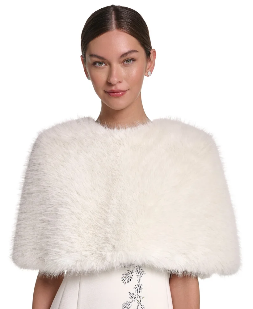 NEW Women's Cropped Faux Fur Capelet Jacket