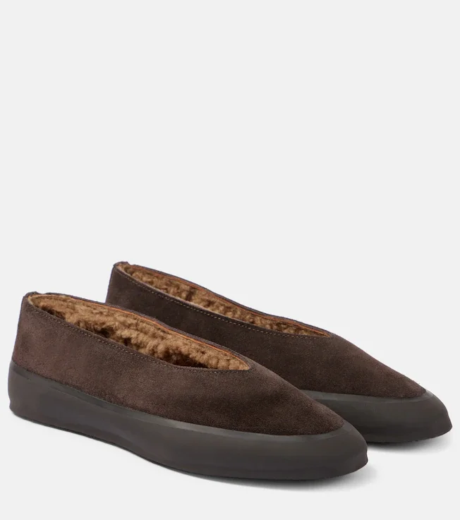 Apres Ski shearling-lined suede ballet flats