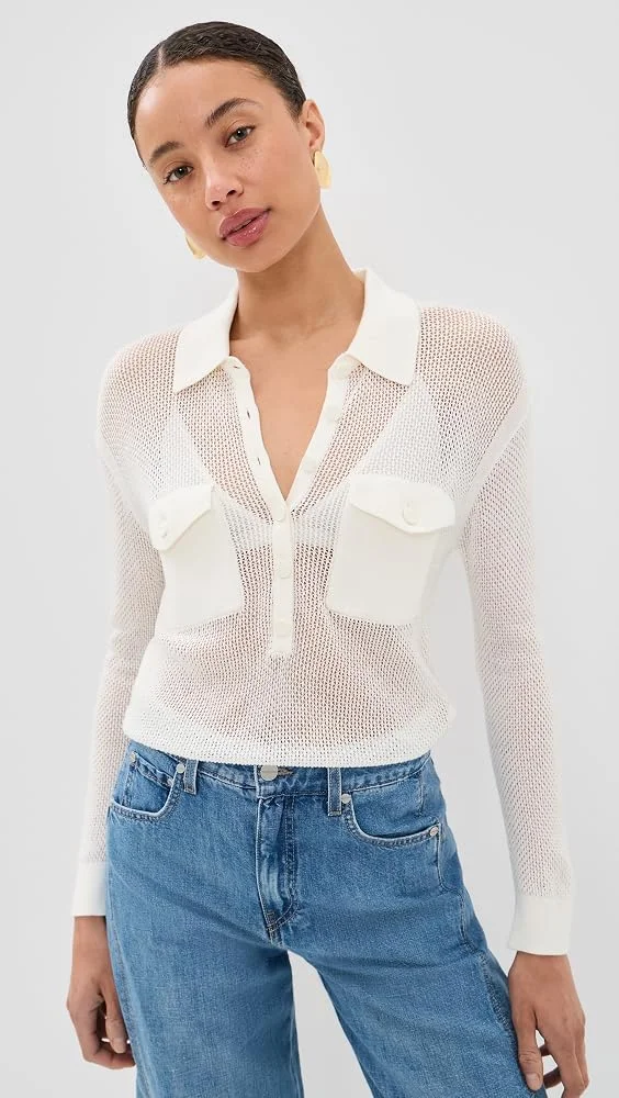 Carine Pointelle Collared Sweater