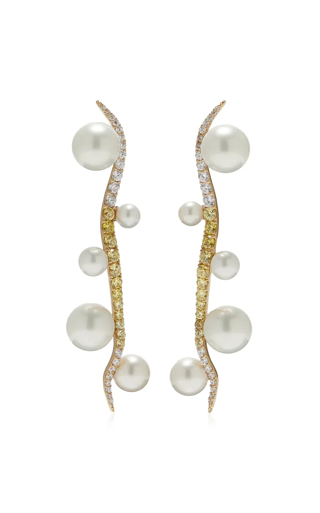 Snowflower Blades of Grass Earrings
