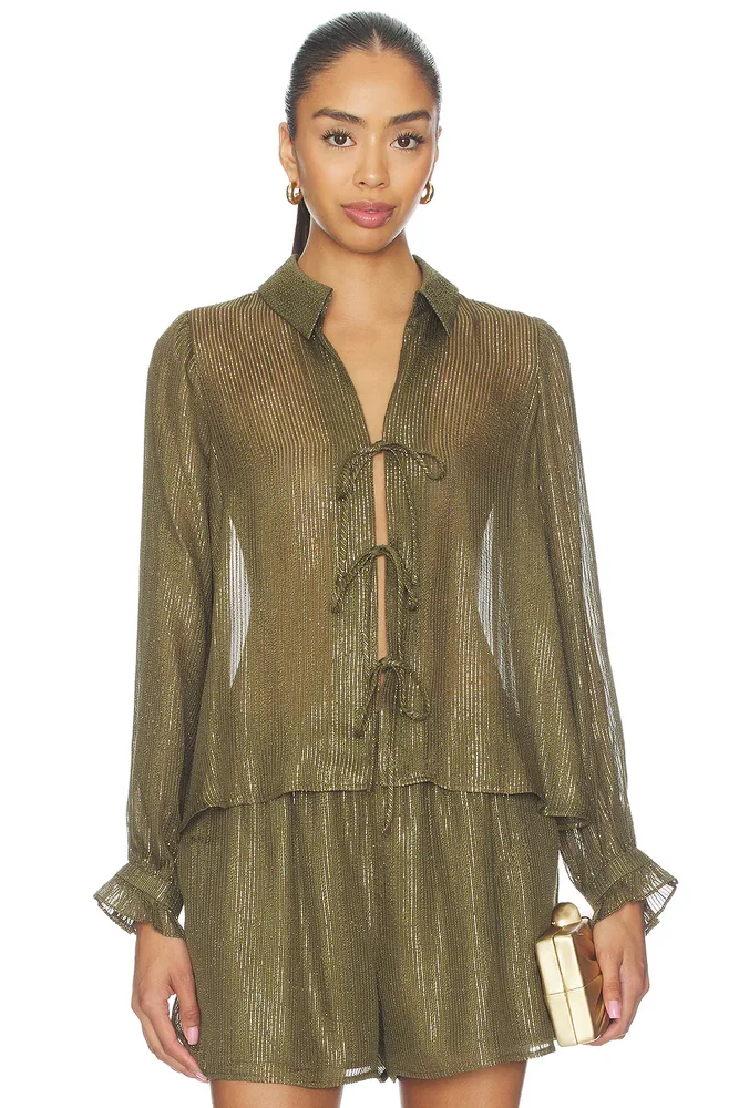 Niecey Metallic Chiffon Blouse