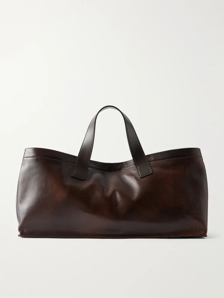 Port logo-debossed leather tote