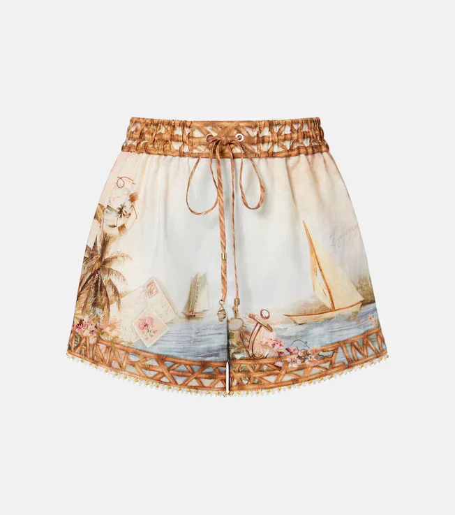 Mahon printed linen shorts