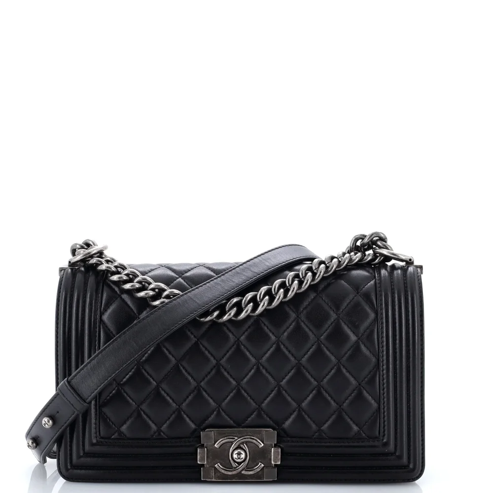 Pre-Owned Boy Flap Bag Quilted Lambskin Old Medium