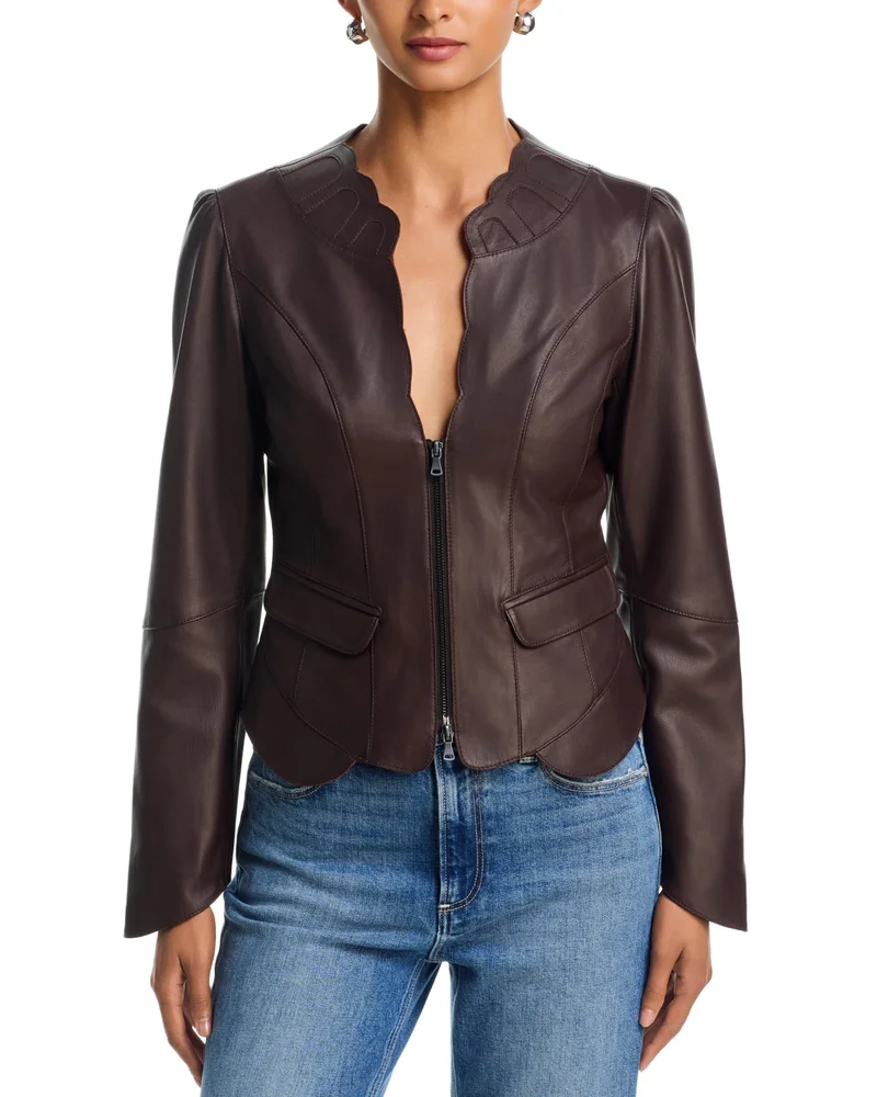 Eunice Collarless Leather Jacket