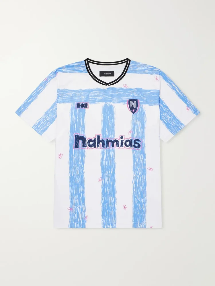 Scribble Logo-Print Striped Jersey T-Shirt
