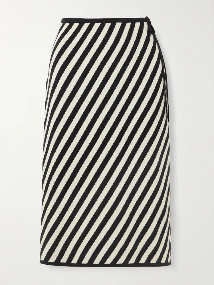darcy striped pima cotton midi skirt