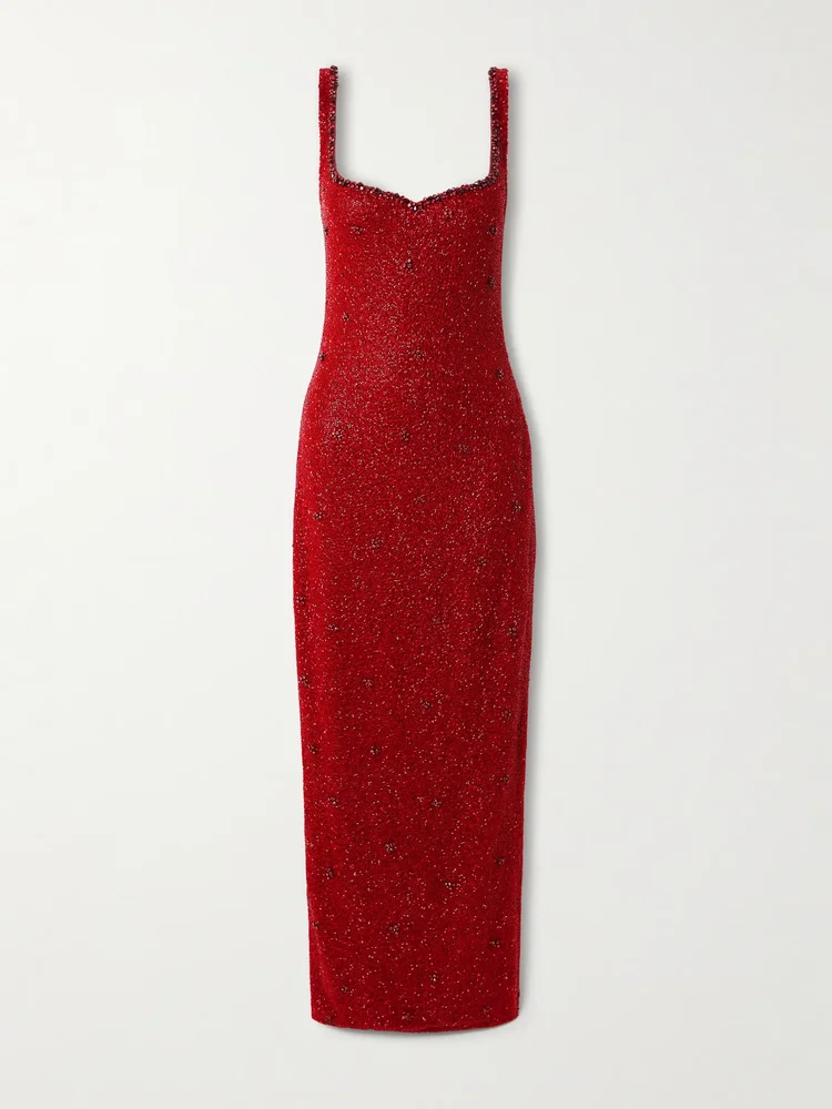 Sophia embellished stretch-mesh gown