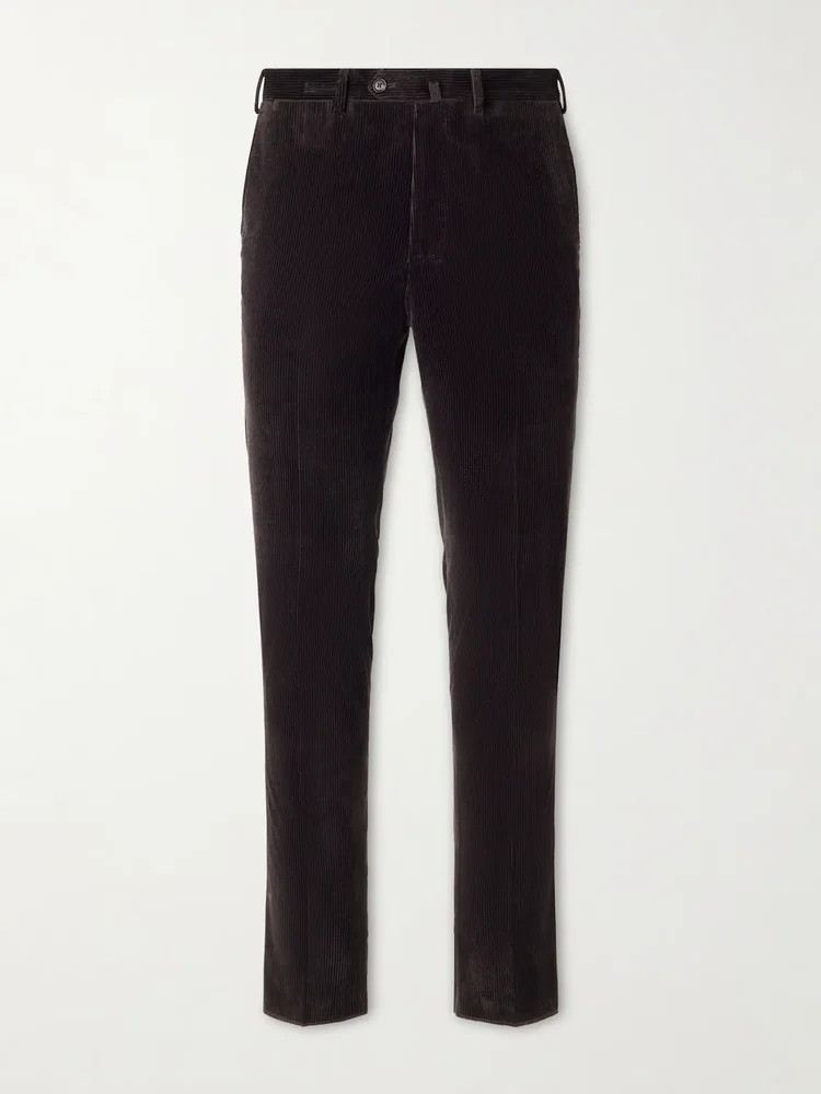 Straight-Leg Cotton-Blend Corduroy Trousers