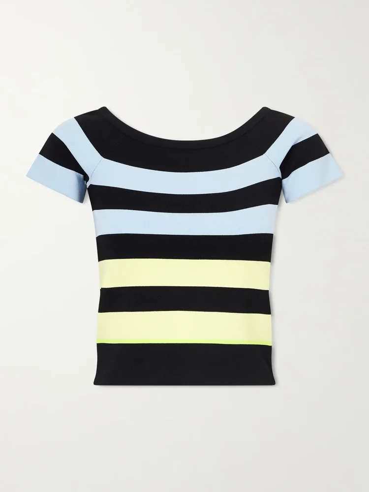 Off-the-shoulder striped jersey top