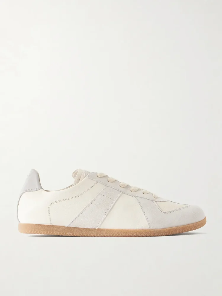 Replica Suede-Trimmed Leather Sneakers