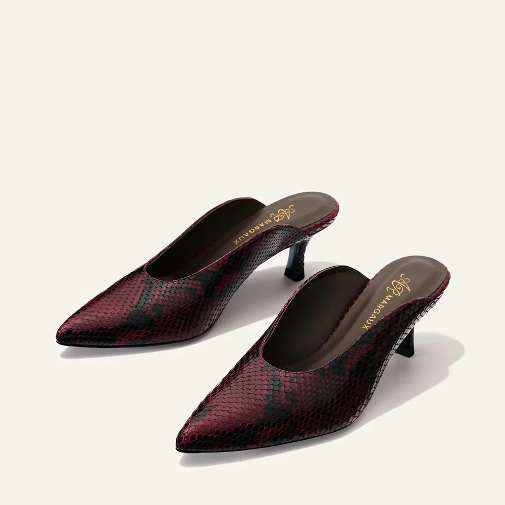 Alison Roman x Margaux: The Parlor Mule - Burgundy Python Embossed