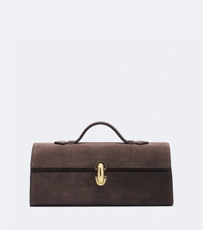 Symmetry Slim suede top-handle bag