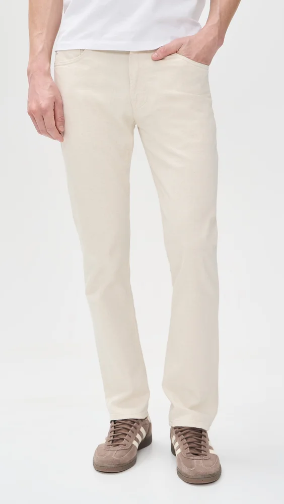 Everett Slim Straight Linen-Blend Pants 32" (Natural)