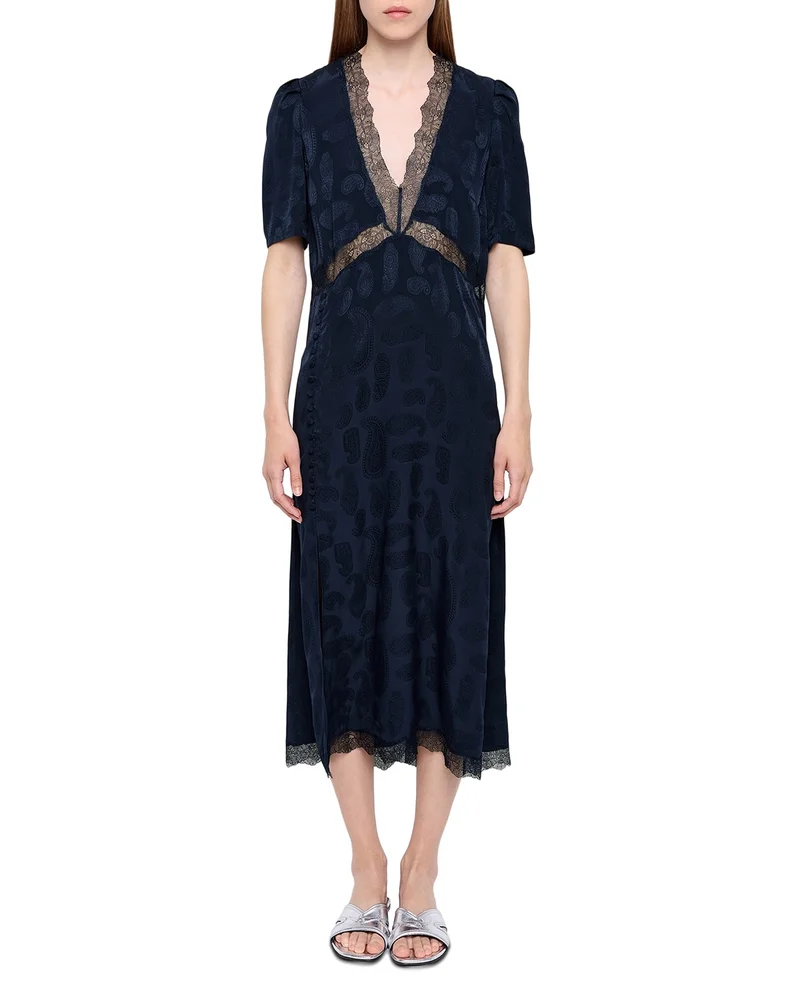 Redox Jacquard Paisley Print Silk Dress