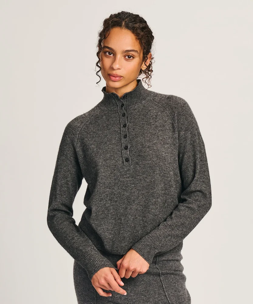 Lightweight Cashmere Henley Sweater