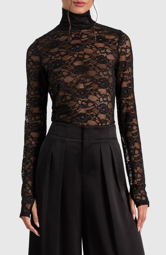 Delaina Lace Turtleneck Top