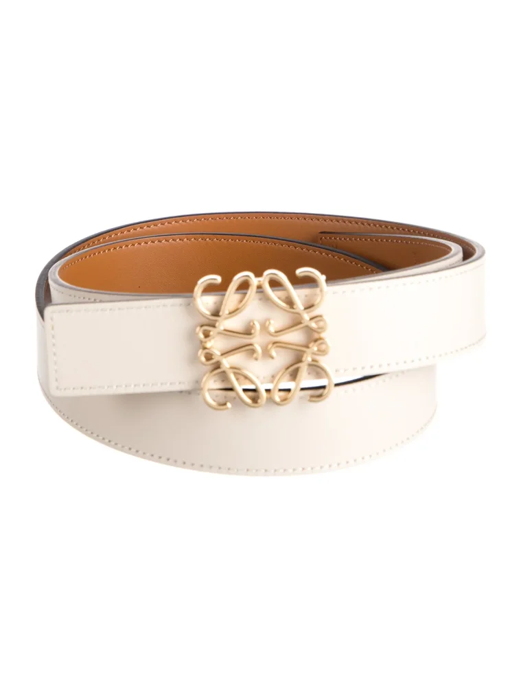 Anagram Leather Waist Belt (Cream)