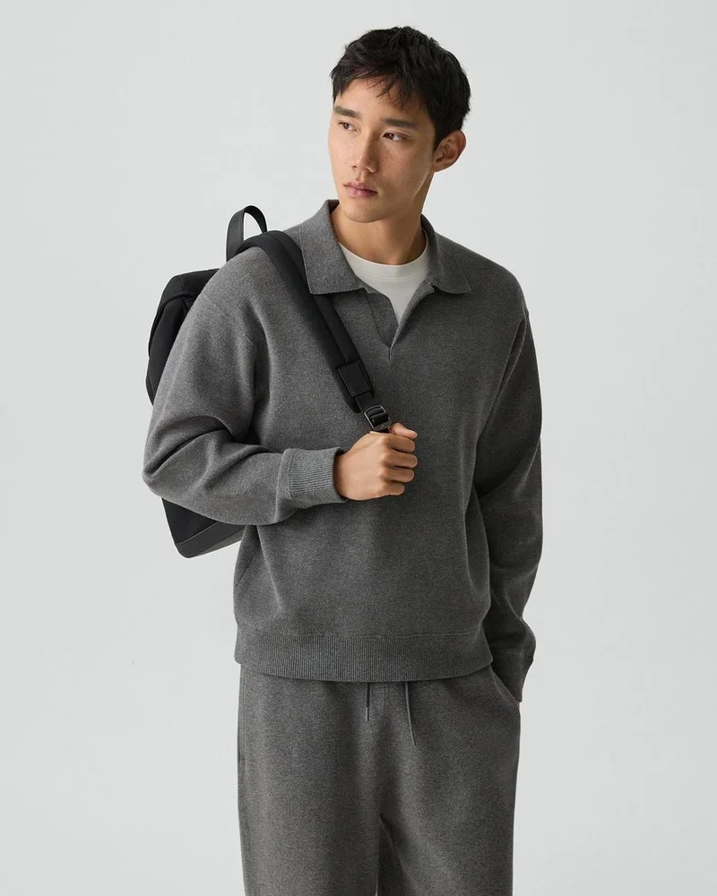 Open Collar Sweater in Light Bilen