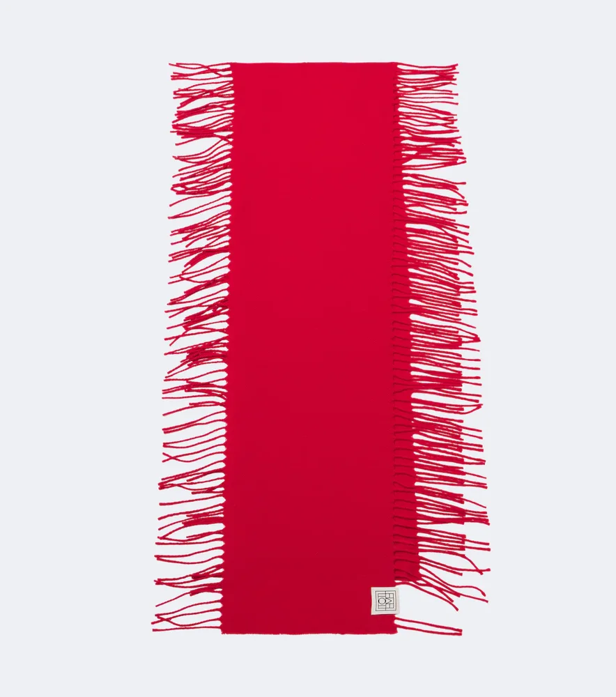 Fringed wool and cashmere scarf