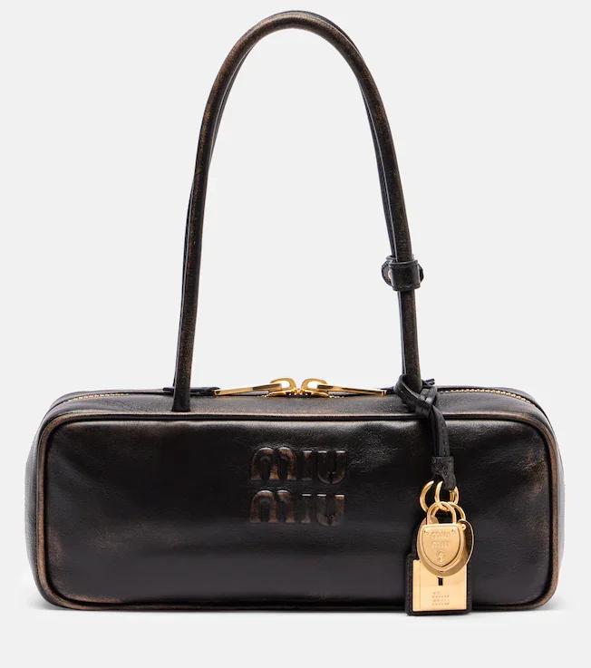 Beau logo leather shoulder bag