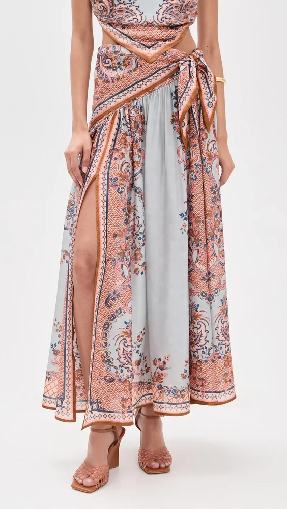 Silk Aster Scarf Midi Skirt