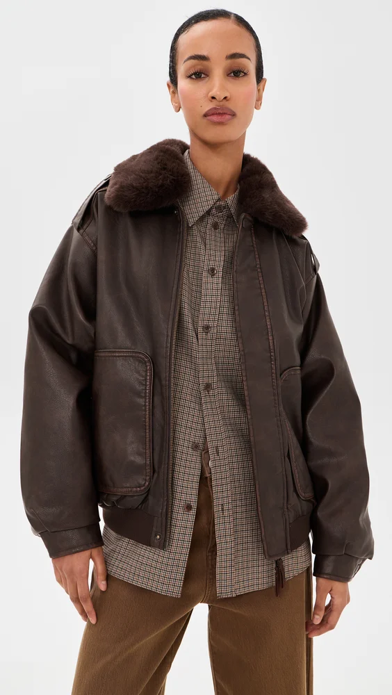 Faux Leather Cruise Flight Jacket